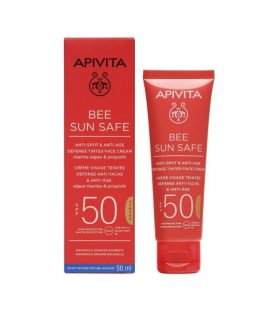 APIVITA Bee Sun Safe Κρέμα Προσώπου κατά των Πανάδων & των Ρυτίδων με Χρώμα SPF50 50ml